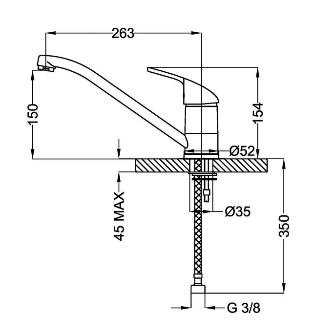 Teorema - Miscelatore Lavello Canna Bassa Con Leva Clinica Cromato - Serie: Golf Plus