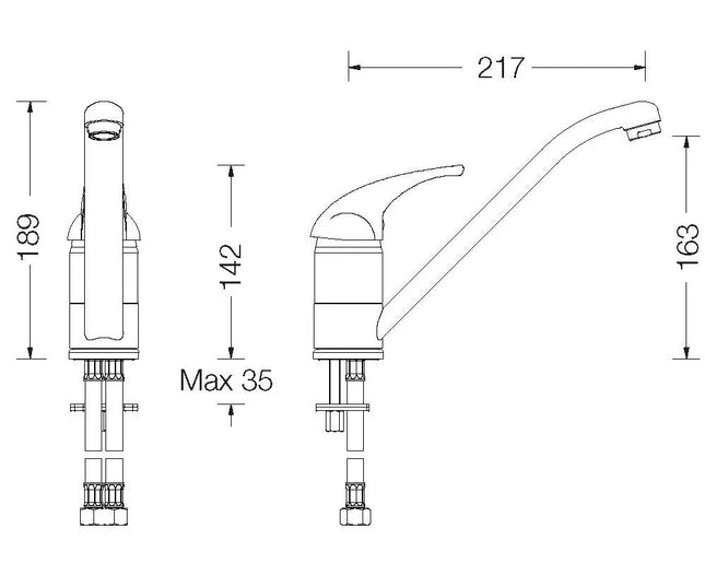 Eurorama - Miscelatore Lavello Cromato Canna Bassa - Serie: Reve