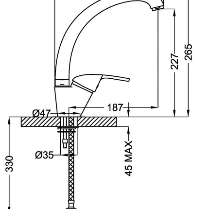 Teorema - Miscelatore Lavello Canna Tonda - Serie: Golf Plus - Colore: Bianco Lucido
