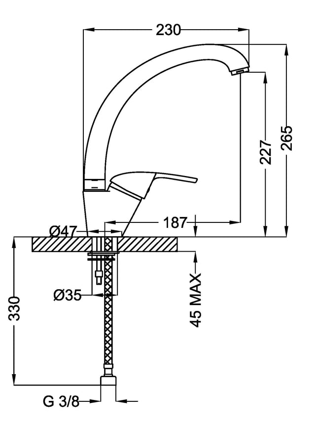 Miscelatore Lavello Canna Fusa Golf Plus