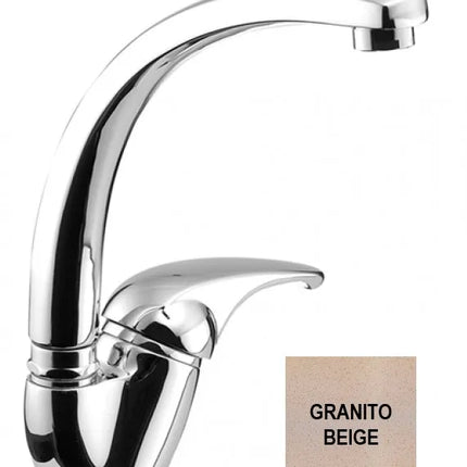 Eurorama - Miscelatore Lavello Granito Beige Canna Fusa - Serie: Reve