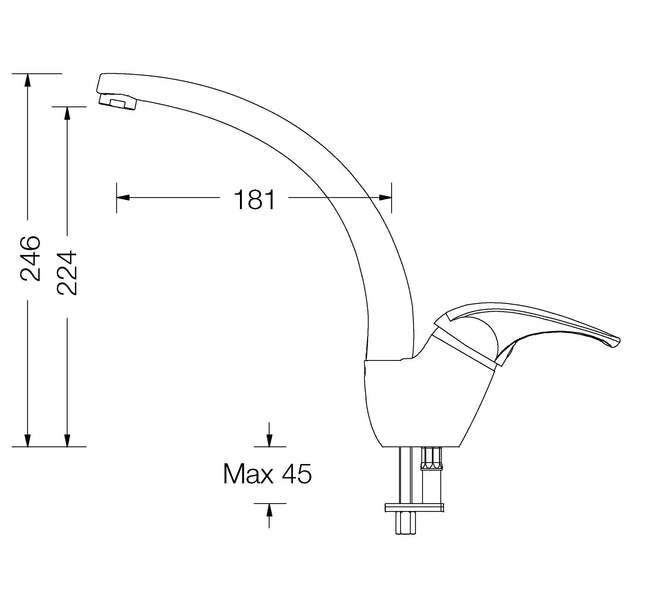 Eurorama - Miscelatore Lavello Granito Beige Canna Fusa - Serie: Reve