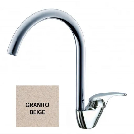 Eurorama - Miscelatore Lavello Granito Beige Canna Ombrello - Serie: Reve