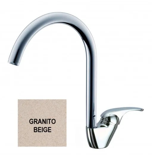 Eurorama - Miscelatore Lavello Granito Beige Canna Ombrello - Serie: Reve