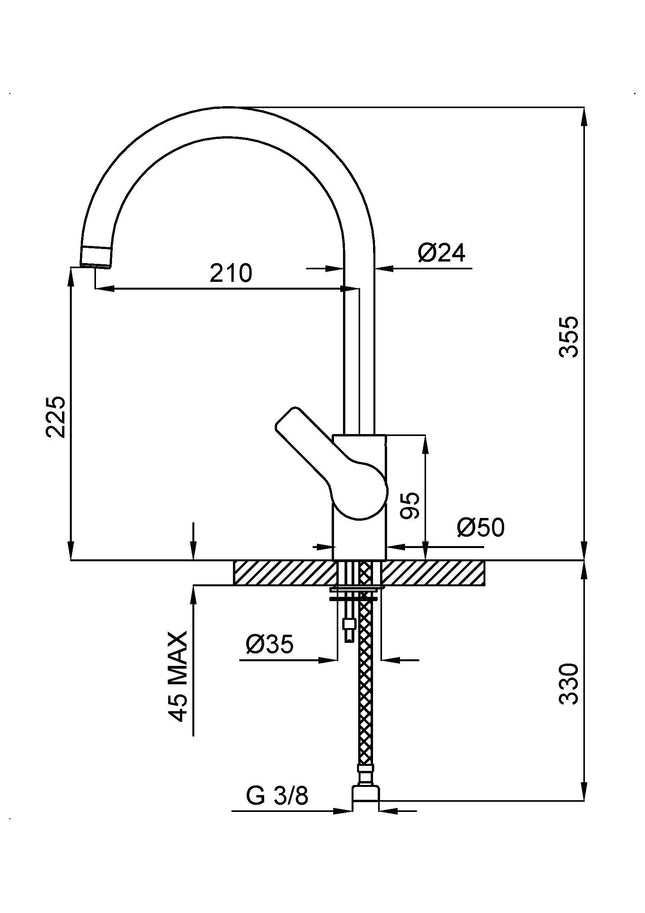 Teorema - Miscelatore Lavello Canna Ombrello - Serie: Slyce - Articolo: 9C56411000