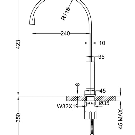 Teorema - Miscelatore Lavello Con Canna Piatta