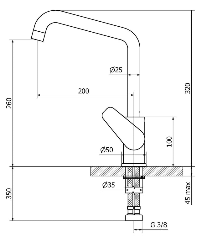 Teorema - Miscelatore Lavello Canna Quadra Cromato - Serie: Slyce - Articolo: 9C52711000