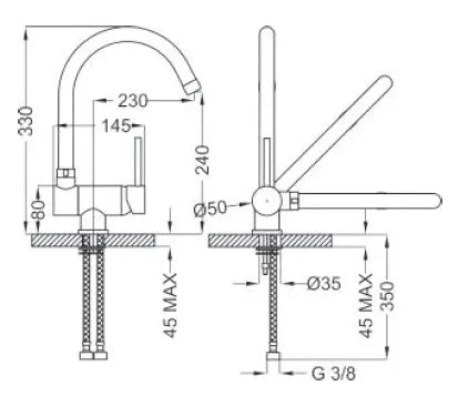 Teorema - Miscelatore Lavello Con Canna Reclinabile Cromato - Serie: Jabil - Articolo: 0659011004