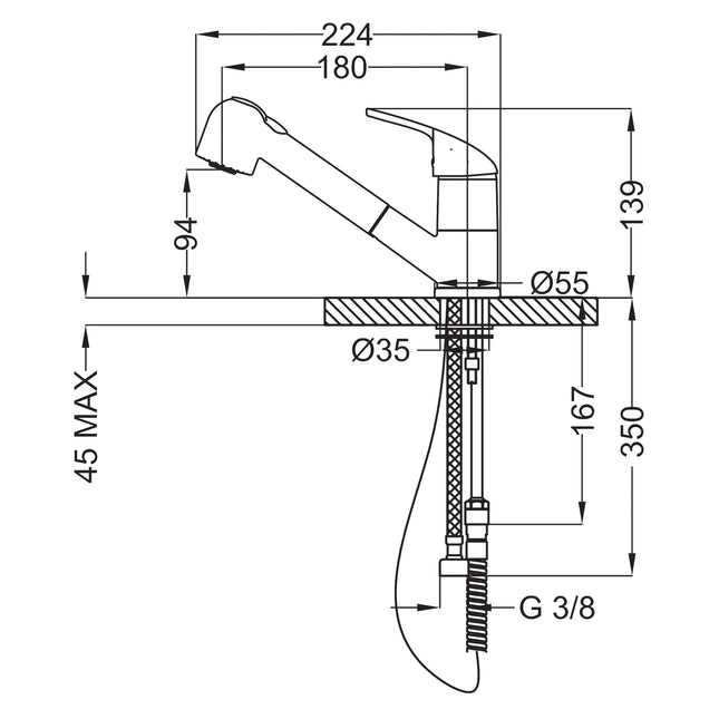 Teorema - Miscelatore Lavello Con Doccetta Estraibile Cromato - Serie: Golf Plus