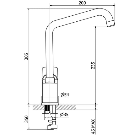 Teorema - Miscelatore Lavello Canna Quadra Cromato - Serie: Sonic