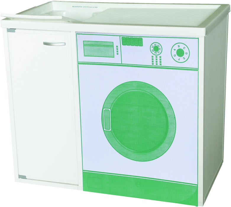 SIVEP - Lavatoio in resina con mobile copri-lavatrice 107x60 cm - vasca a sinistra