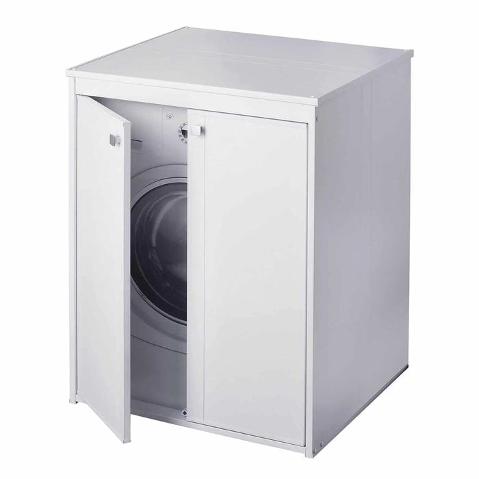CR - Mobile lavatrice/asciugatrice in PVC resistente all'acqua con ante a chiusura magnetica L70 x P60 x H94 cm (completo di kit di fissaggio al muro)