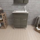 Savinidue - Lavatoio In Resina Con Mobile In Legno L.50 X P.50 - Colore: Rovere Scuro