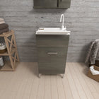 Savinidue - Lavatoio In Resina Con Mobile In Legno L.45 X P.50 - Colore: Rovere Scuro