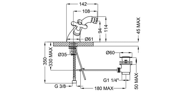 Teorema - Monoforo Bidet Canna Bassa - Serie: Daisy - Colore: Cromato - Articolo: 70411110X4