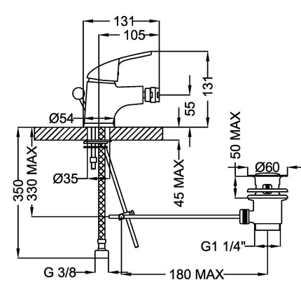 Teorema - Miscelatore Bidet Con Piletta A Saltello Da 1" 1/4 - Serie: Golf Plus