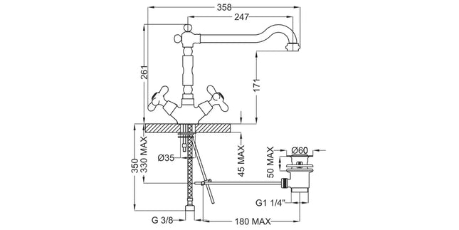 Teorema - Monoforo Lavabo Canna Alta - Serie: Daisy - Colore: Bronzato - Articolo: 70374Gg0S4
