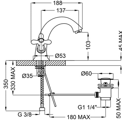 Teorema - Monoforo Lavabo Canna Bassa - Serie: Daisy - Colore: Bronzato - Articolo: 70300Gg0S4