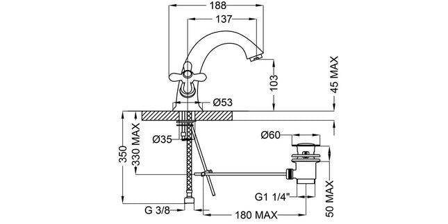 Teorema - Monoforo Lavabo Canna Bassa - Serie: Daisy - Colore: Bronzato - Articolo: 70300Gg0S4
