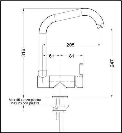 Miscelatore Lavello Serie Design Reclinabile
