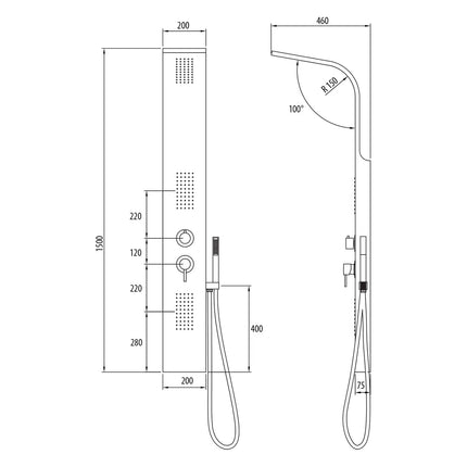 Pannello Doccia Queen In Acciaio Inox Specchiato