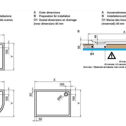 Glass - Piatto Doccia Semicircolare 80 Cm Cinco Senza Piletta In Vetroresina