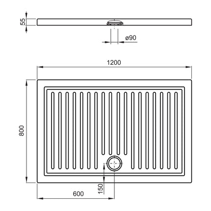 Roca - Piatto doccia 80x120 in ceramica senza piletta- Altezza: 5,5 cm