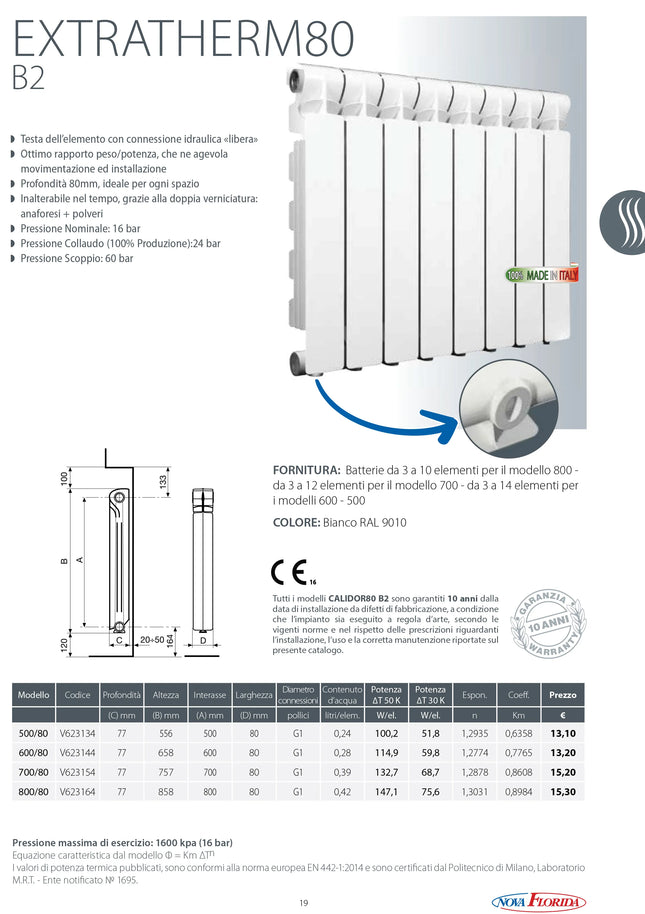 Fondital - Radiatore Alluminio 500/8 Calidor80 - Singolo Elemento