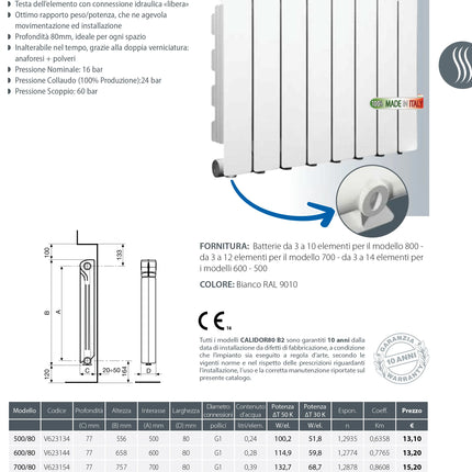 Fondital - Radiatore Alluminio 600/8 Calidor80 - Singolo Elemento