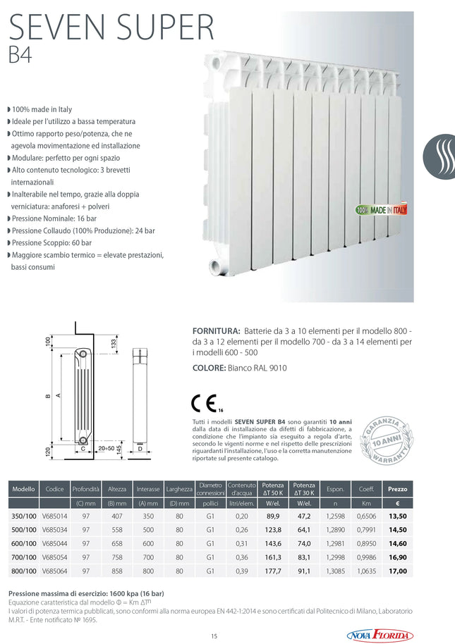 Fondital - Radiatore Alluminio 700/10 Calidor Super - Singolo Elemento