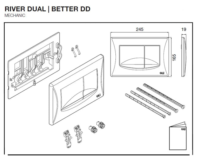 Oli - Placca comando doppio scarico modello River - Colore: Cromo lucido