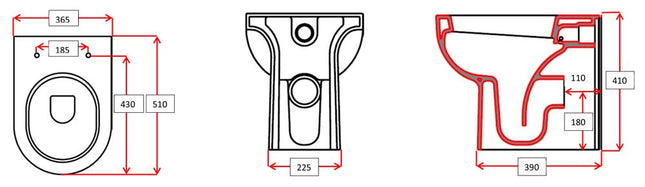 Roca - Vaso Filo Parete rimless in ceramica Bianco - Serie: Clara (Senza Coprivaso)