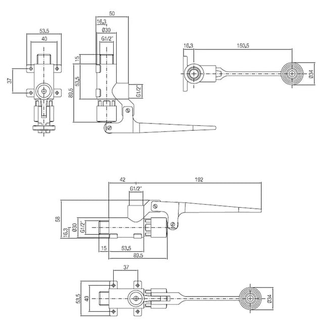 Porta&Bini - Rubinetto Pedaliera A Pavimento O Muro (Acqua Fredda)