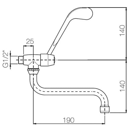 Porta&Bini - Rubinetto Snodo A Muro Con Leva Clinica