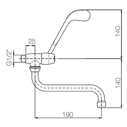 Porta&Bini - Rubinetto Prolungato Con Leva Clinica