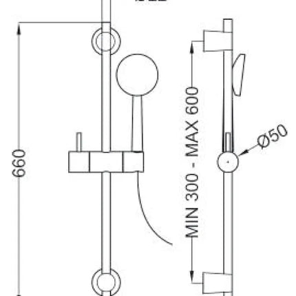Teorema - Saliscendi Completo Cromato Con Interasse Regolabile