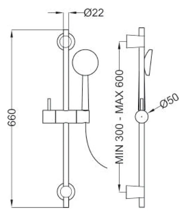 Teorema - Saliscendi Completo Cromato Con Interasse Regolabile