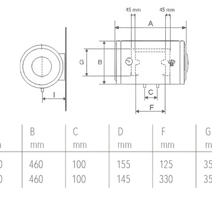Bandini-Braun - Scaldabagno Elettrico Orizzontale Da 50 Litri Sinistro - Garanzia 2 Anni