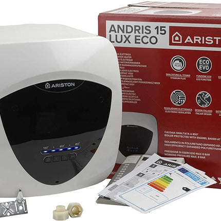 Ariston - Andris Lux Eco 10/5 Eu Scaldabagno Elettrico Sopralavello Da 10 Litri [Classe A] - Garanzia 5 Anni