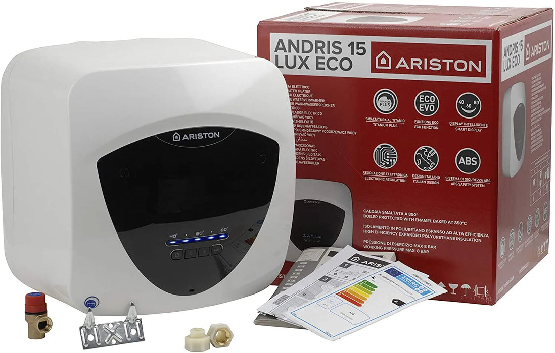 Ariston - Andris Lux Eco 10/5 Eu Scaldabagno Elettrico Sopralavello Da 10 Litri [Classe A] - Garanzia 5 Anni