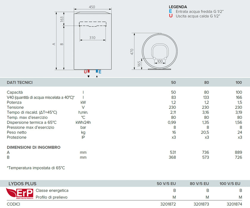 Ariston Lydos R - Chauffe-Eau électrique Vertical avec régulation