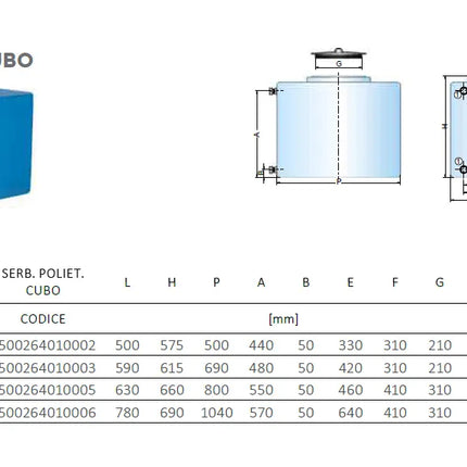 Cordivari - Serbatoio cubico in polietilene da 200 litri per acqua potabile