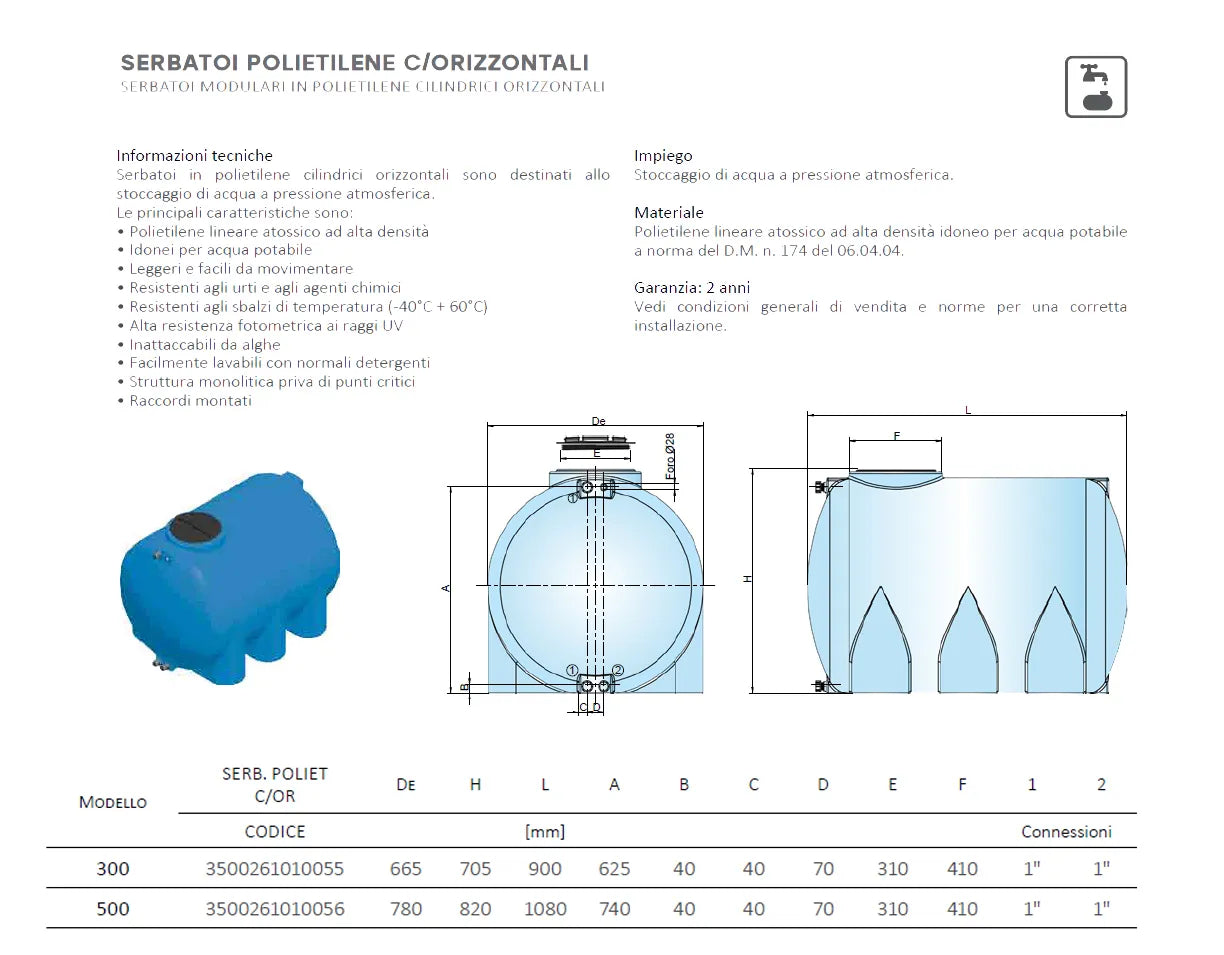 Serbatoio Polietilene 500 Litri Verticale Serbatoio Polietilene 500 Litri Verticale