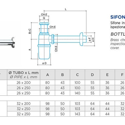 Sifone A Bottiglia 11/4" Senza Piletta - Luxor