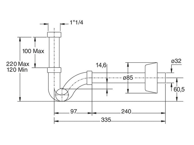 Bonomini - Sifone Ad Esse 11/4" In Abs Cromato - Articolo: 0370Ot25K7