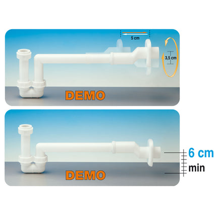 Lira - Sifone eccentrico da 1" 1/4 Ø32/40 in ABS per lavabo/bidet - Articolo: 1643.001