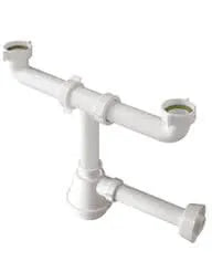 Sifone 2 Vie Per Lavello Inox Senza Pilette