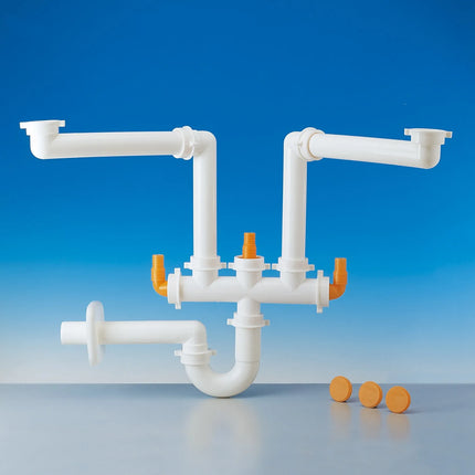 Lira - Sifone salvaspazio da 1" 1/2 Ø40 a 2 vie per lavello cucina - Articolo: 9.1275.09