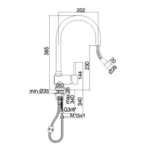 Paffoni - Miscelatore Lavello Canna Ombrello Con Doccetta Estraibile Cromato - Serie: Stick