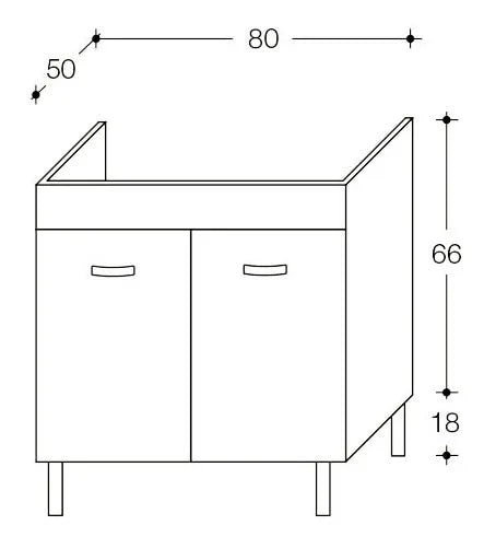 Mobile Sottolavello Cucina Da 80 Cm Solo Per Lavello In Acciaio Inox Da Appoggio - Colore: Bianco (Solo Mobile)